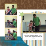 Andy standing with a 10 pound sand bag.